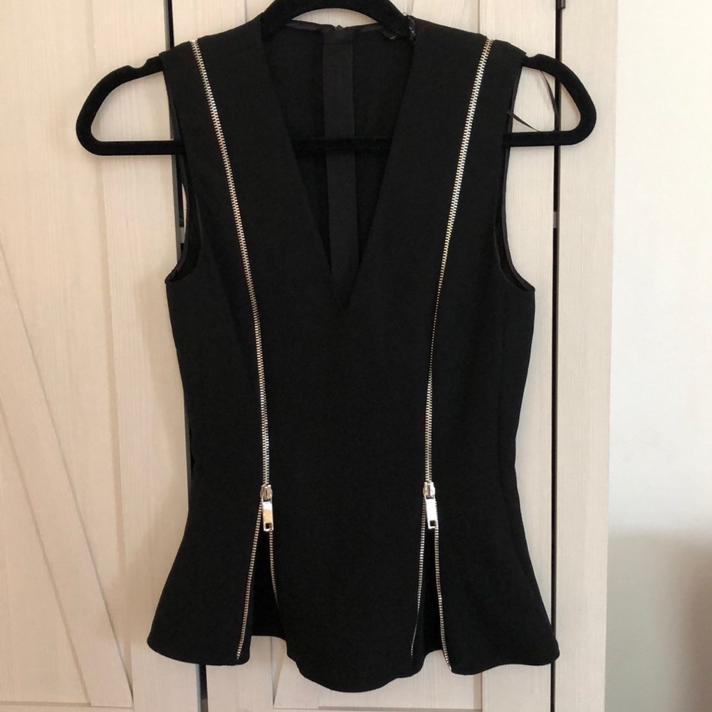 Zara V-Neck Zipper Tank Top